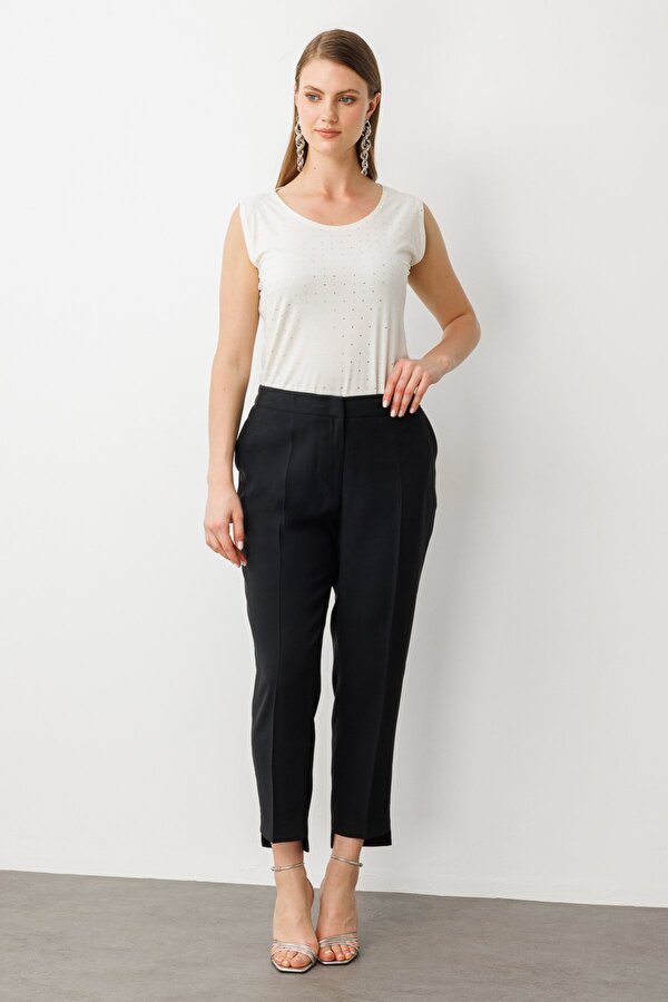 Ekol Kadın Büyük Beden Beli Lastikli Yan Cepli Pantolon 2108 Siyah