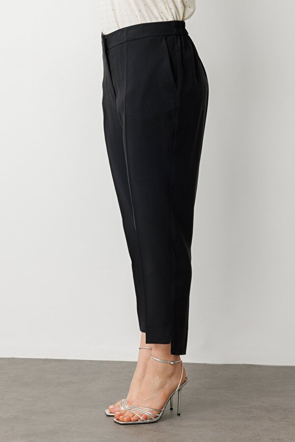 Ekol Kadın Büyük Beden Beli Lastikli Yan Cepli Pantolon 2108 Siyah