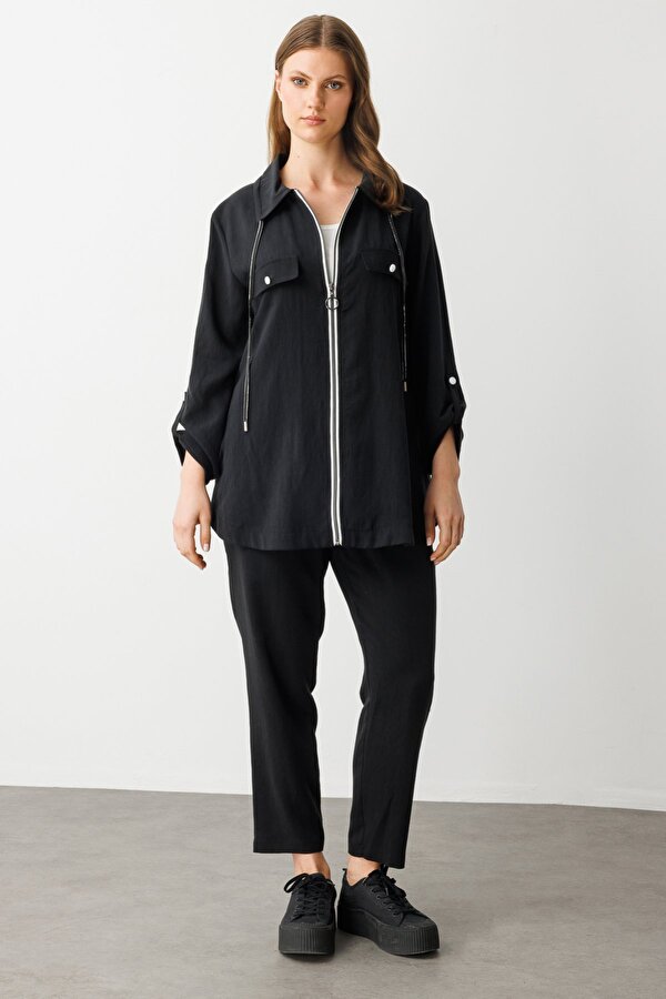 Kadın Büyük Beden Beli Lastikli Havuç Kesim Pantolon 7574 Siyah