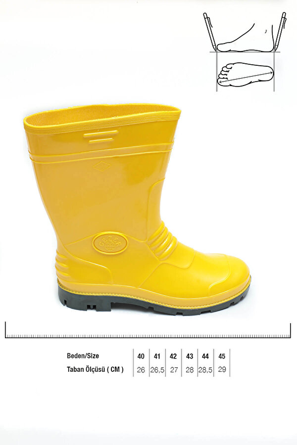 GEZER Erkek Kısa PVC Su Geçirmez İçi İnce Astarlı İş Çizme
