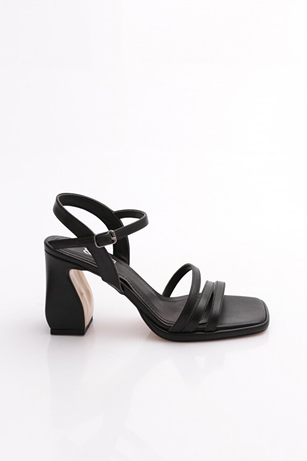 DGN Pm221-K503 Kadin Bilekten Bağlama Üç Şerit Topuklu Ayakkabi