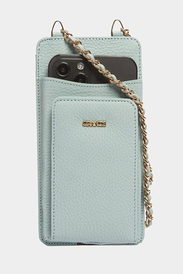 GRANDE Hakiki Deri Kadın Telefon Çantası Mint 2783