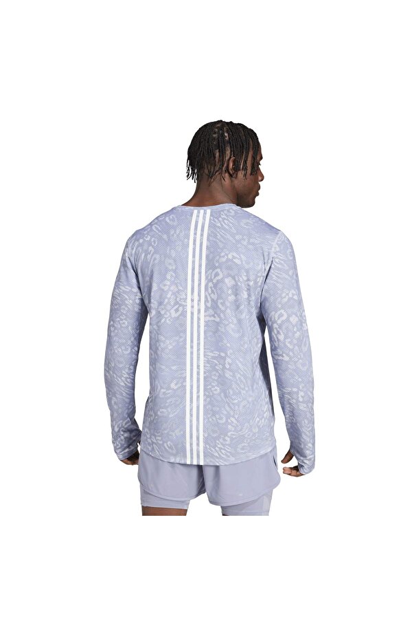 adidas Own The Run E Aop Erkek Gri Yuvarlak Yaka Tişört