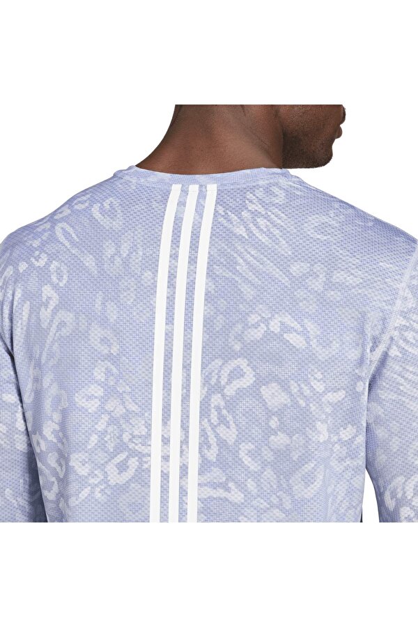 adidas Own The Run E Aop Erkek Gri Yuvarlak Yaka Tişört