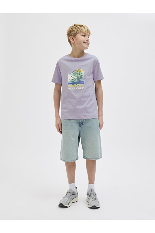 Jack & Jones Jack Jones Jjbarbados Tee Ss Crew Neck Jnr Çocuk Mor Tshirt 12269841-19