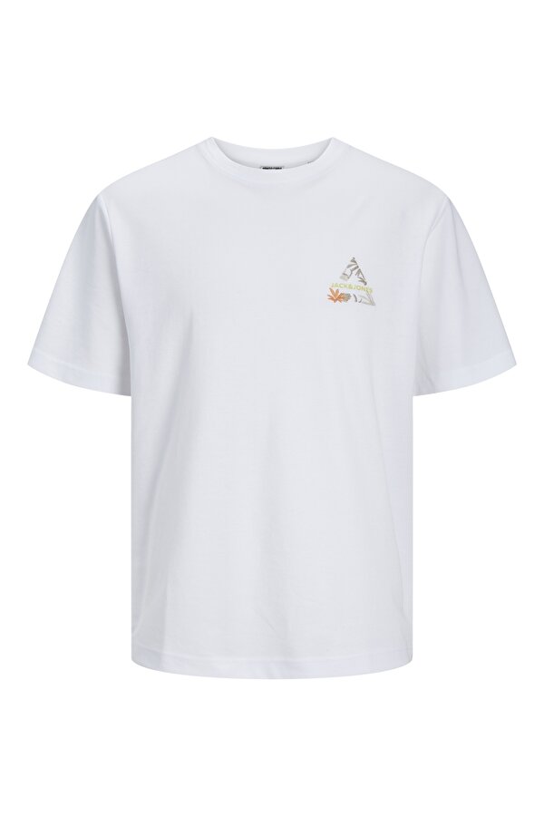 Jack & Jones Jack Jones Jcostagger Embrodery Tee Ss Crew Neck Erkek Beyaz Tshirt 12253380-01