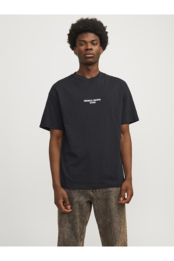 Jack & Jones Jack Jones Jornoto Graphıc Back Tee Ss Crew Neck Ln Erkek Siyah Tshirt 12256289-02