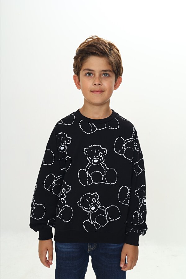 Toontoy Kids Toontoy Erkek Çocuk Komple Ayı Baskılı Sweatshirt