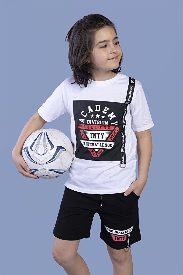 Toontoy Kids Toontoy Erkek Çocuk Baskılı Şerit Detaylı Şortlu Takım