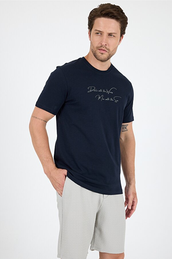 Rodi Regular Fit Pamuk Bisiklet Yaka Baskılı Penye Erkek Tişört 0011