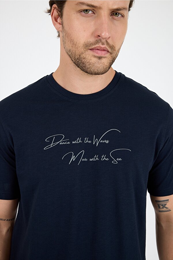 Rodi Regular Fit Pamuk Bisiklet Yaka Baskılı Penye Erkek Tişört 0011