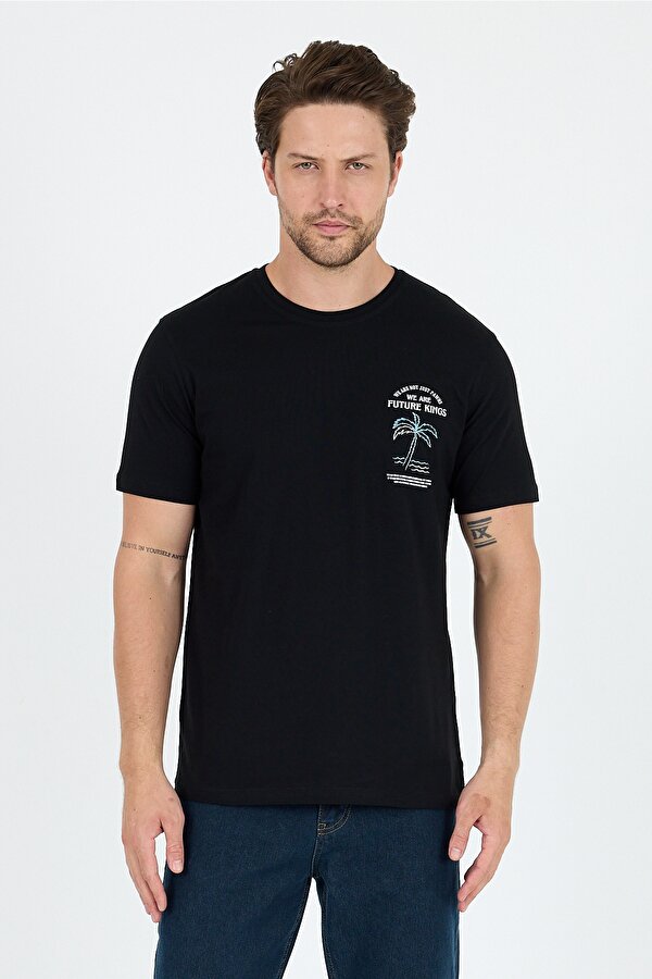 Rodi Regular Fit Pamuk Bisiklet Yaka Baskılı Penye Erkek Tişört 0027