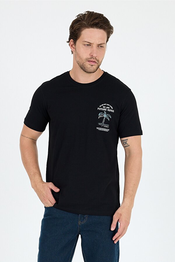 Rodi Regular Fit Pamuk Bisiklet Yaka Baskılı Penye Erkek Tişört 0027