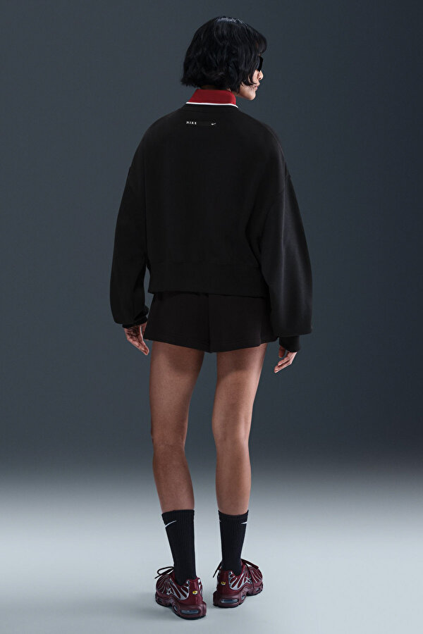 Nike W NSW PHNX FLC CREW GLS Siyah Kadın Sweatshirt