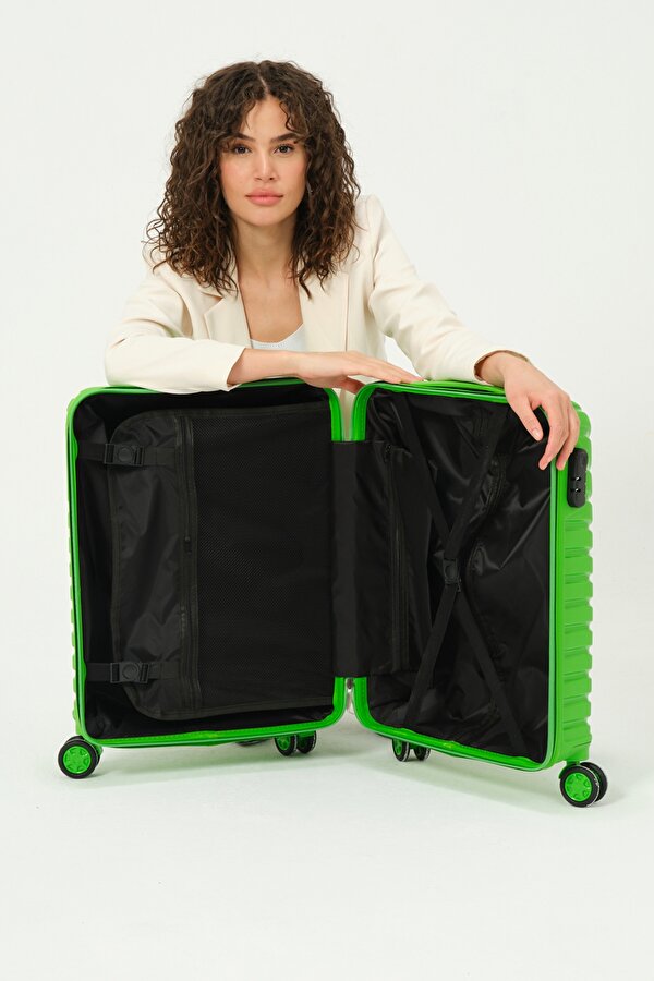 Tonny Black Unisex Yeşil Kabin Boy Küçük Silikon Kırılmaz PP Valiz