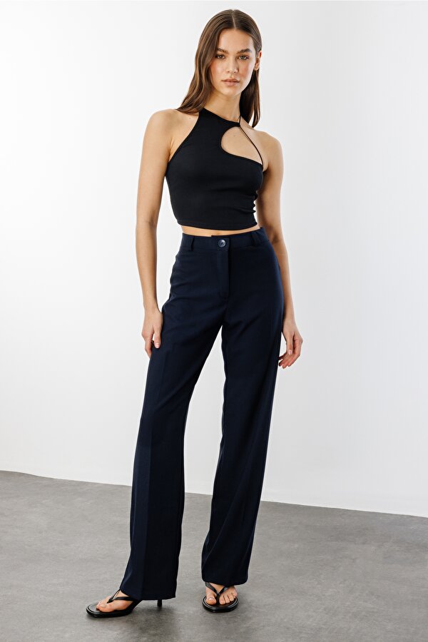 GENIUS STORE Kadın Yüksek Bel Wide Leg Kumaş Pantolon PANTOLON-004