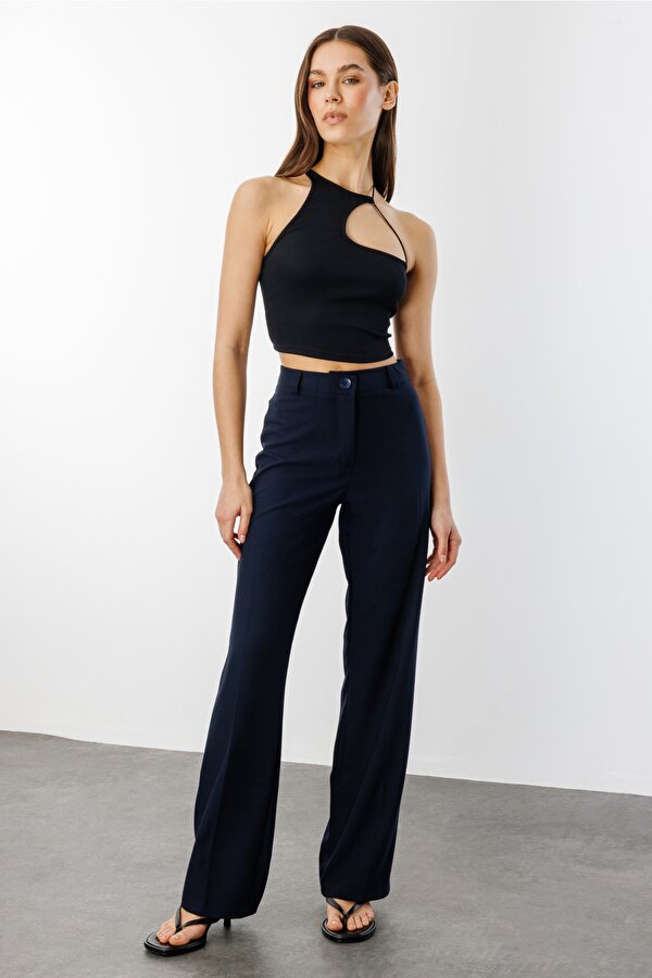 GENIUS STORE Kadın Yüksek Bel Wide Leg Kumaş Pantolon PANTOLON-004