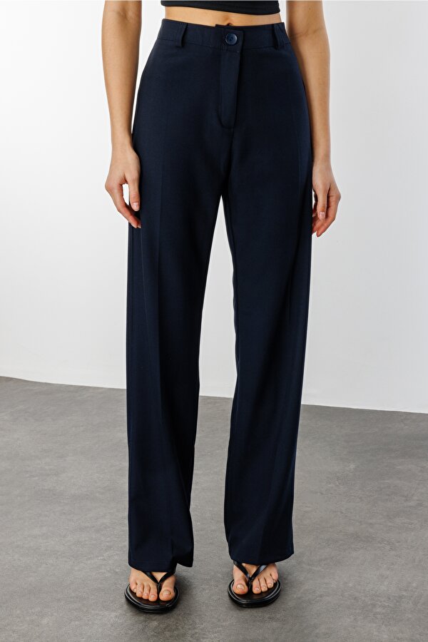 GENIUS STORE Kadın Yüksek Bel Wide Leg Kumaş Pantolon PANTOLON-004