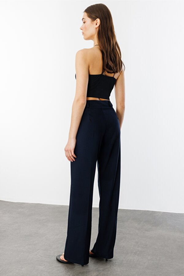 GENIUS STORE Kadın Yüksek Bel Wide Leg Kumaş Pantolon PANTOLON-004