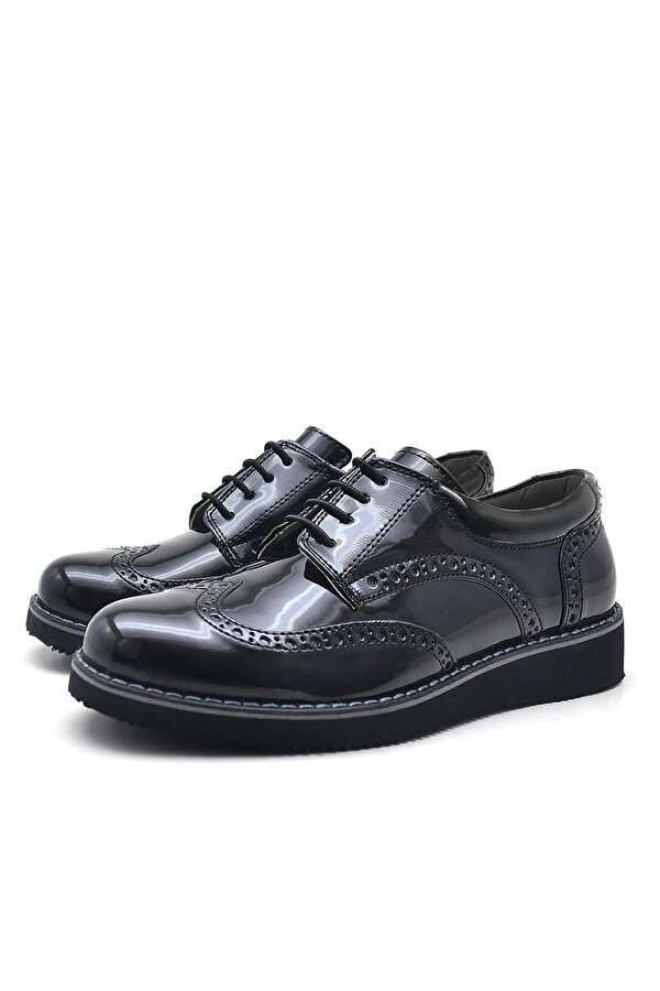 Rakerplus Hidra Siyah Rugan Lastik Bağcıklı Erkek Çocuk Klasik Ayakkabı