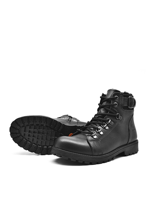 Rakerplus Griffon Hakiki Deri Siyah Fermuarlı Çocuk Bot