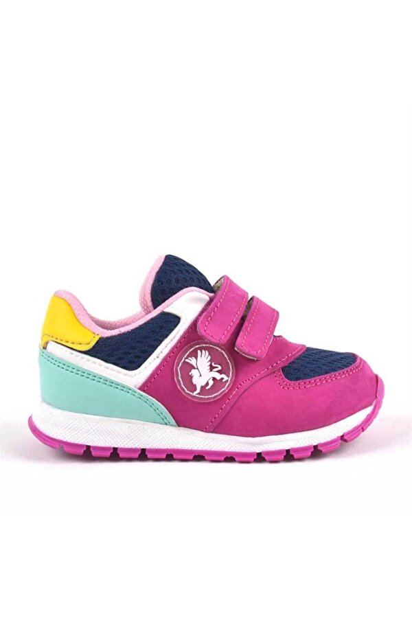 Rakerplus Hakiki Deri Fuşya Pembe Cırtlı Kız Bebek Spor Ayakkabı