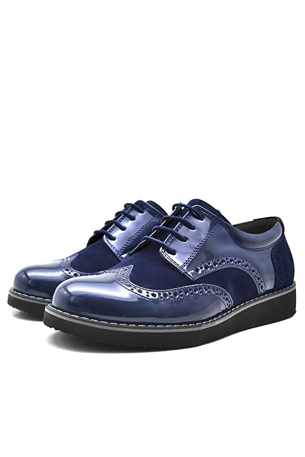 Rakerplus Hidra Lacivert Rugan Bağcıklı Erkek Çocuk Klasik Ayakkabı