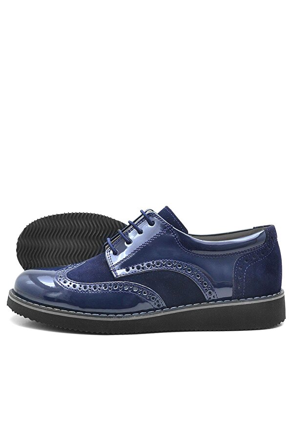 Rakerplus Hidra Lacivert Rugan Bağcıklı Erkek Çocuk Klasik Ayakkabı