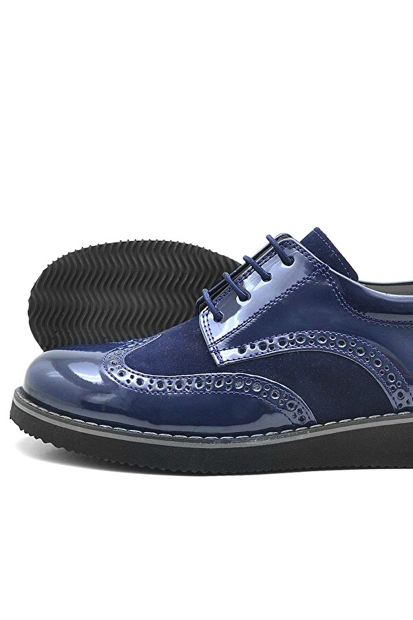 Rakerplus Hidra Lacivert Rugan Bağcıklı Erkek Çocuk Klasik Ayakkabı
