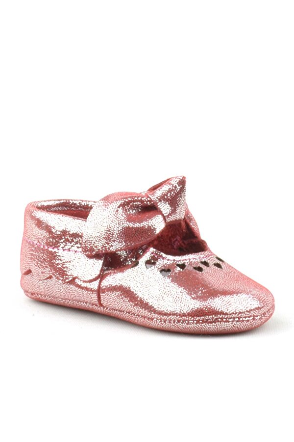 Hapshoe Kids Coco Hakiki Deri Kırmızı Fiyonklu Lastikli Bebek Patik
