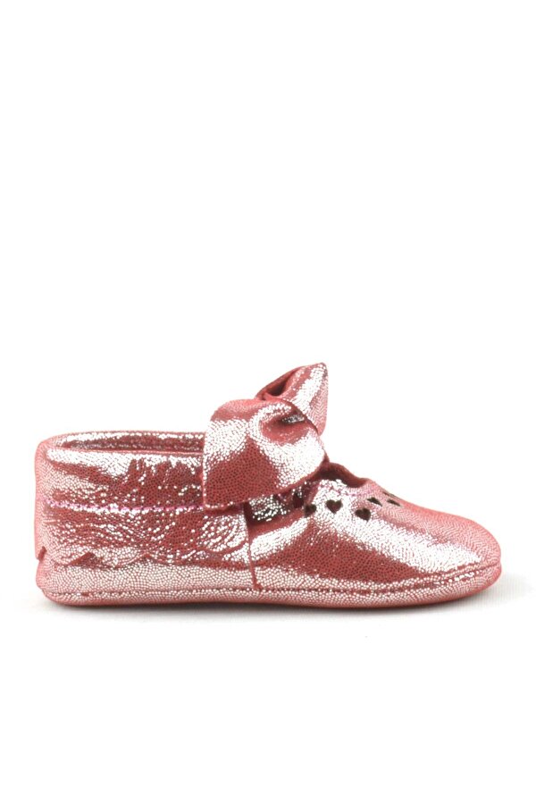 Hapshoe Kids Coco Hakiki Deri Kırmızı Fiyonklu Lastikli Bebek Patik