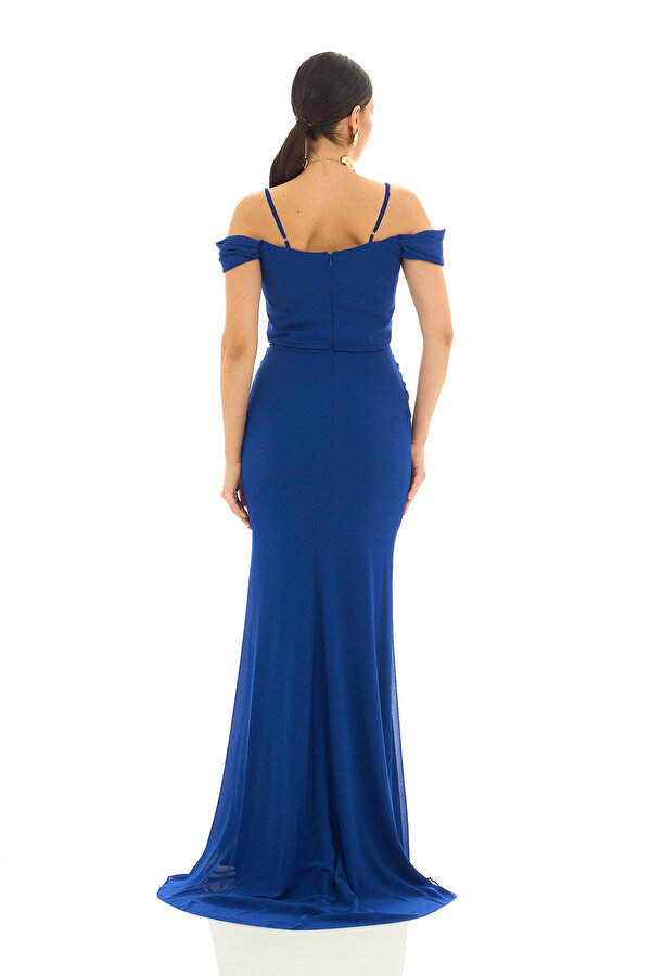 Carmen Kadın Askılı Uzun Şifon Abiye Elbise 58464 Saks