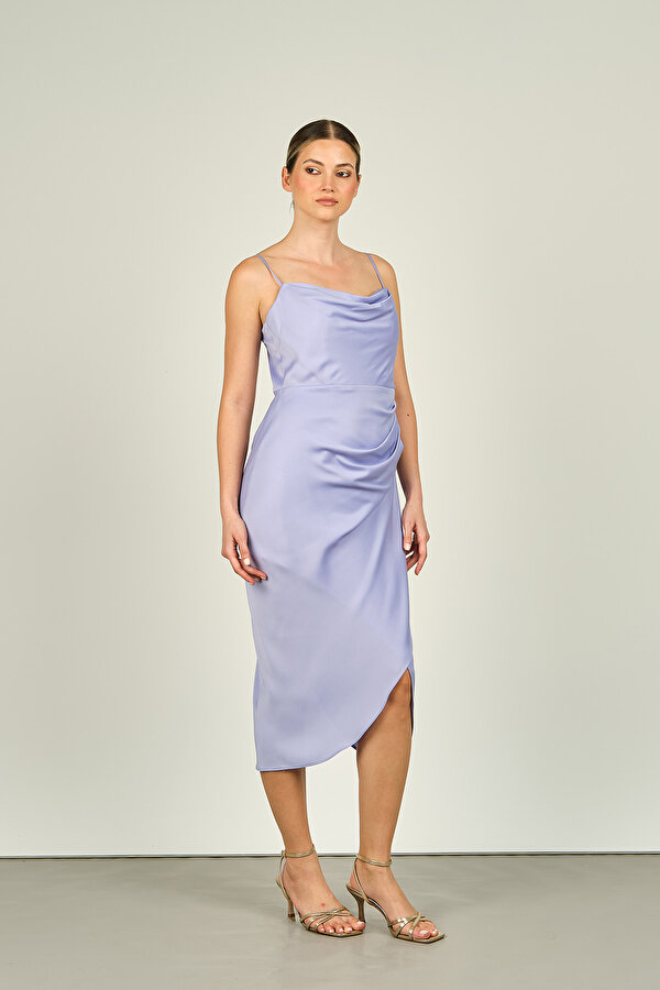 Doridorca Kadın Degaje Yaka Abiye Elbise 5923060 Leylak