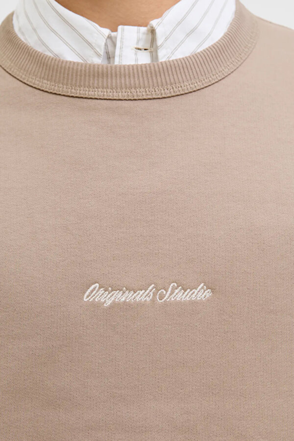 Jack & Jones Erkek Jornorrebro Rahat Kalıp Bisiklet Yaka Sweatshirt 12282893 Mocha