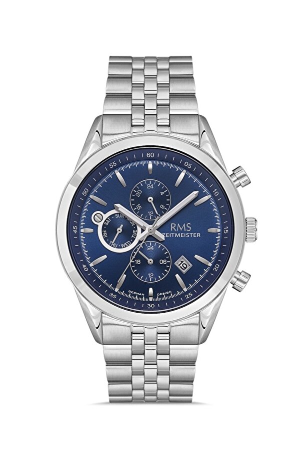 Rms Zeitmeister RMS.1.AG1163.08 Tüm Fonksiyonlar Aktif Kristal Camlı Çelik Kordon Çelik Kasa 5 ATM Suya Dayanıklı Metalik Renk Erkek Kol Saati