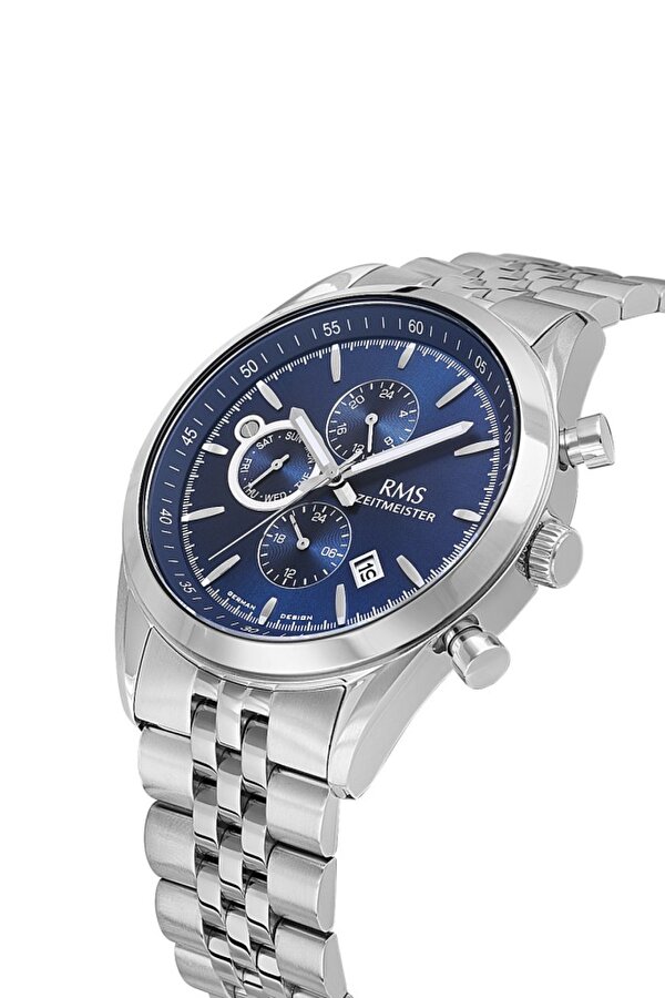 Rms Zeitmeister RMS.1.AG1163.08 Tüm Fonksiyonlar Aktif Kristal Camlı Çelik Kordon Çelik Kasa 5 ATM Suya Dayanıklı Metalik Renk Erkek Kol Saati