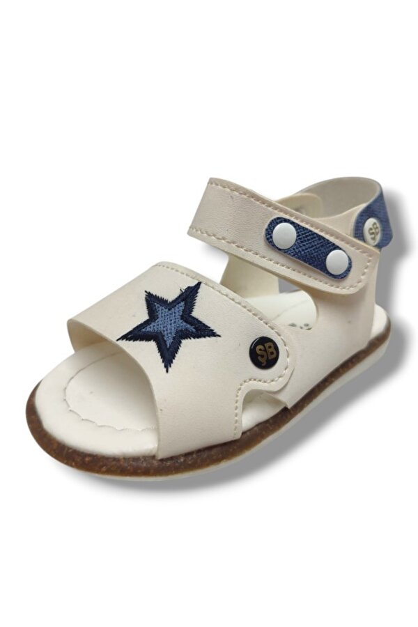 ŞİRİNGENÇ Şiringenç 1716-20 Anatomik Cırt Bant Yıldız Erkek Çocuk Sandalet Beyaz Mavi 18-20