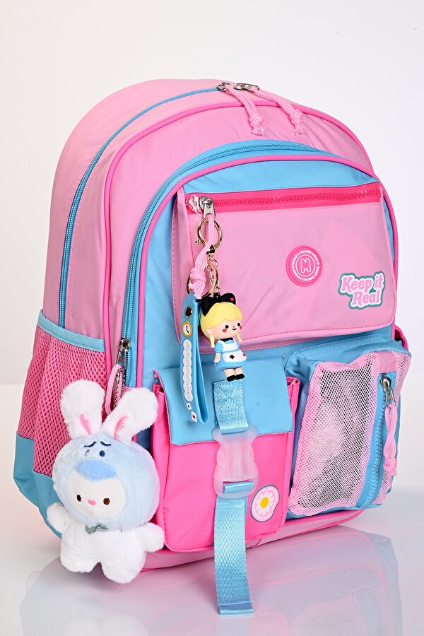 Muggle Mu-5941 Papatya Desenli Okul Çanta Seti 3'lü – Sırt Çantası, Beslenme Çantası ve Kalemlik