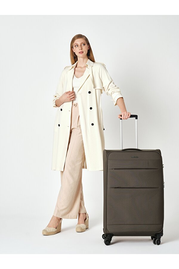 Pierre Cardin 4200 3'LÜ SET Ultra Light Hafif Lüx Kumaş Tekerlekli Valiz KAHVERENGİ