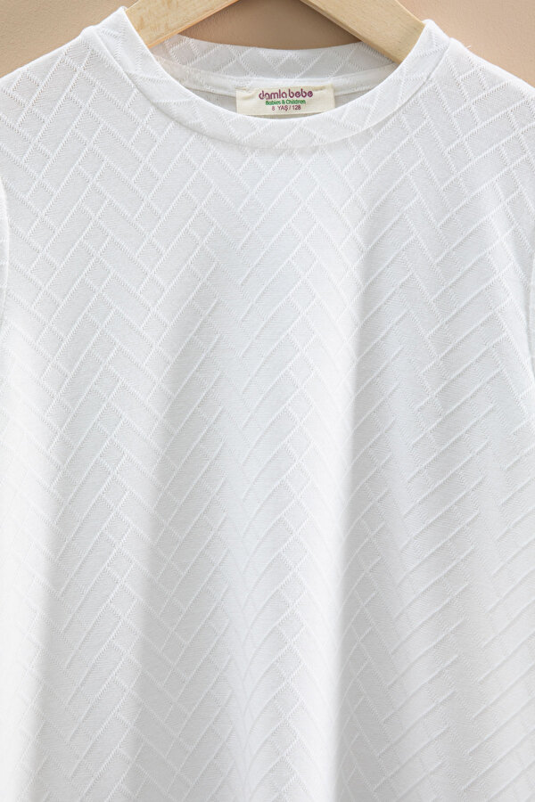 Cansın Mini Ekru Çizgi Desenli Bisiklet Yaka Tişörtlü Erkek Çocuk Şortlu Takım 20787