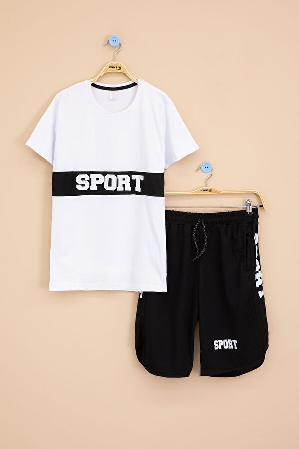 Cansın Mini Erkek Çocuk Sport Yazı Baskılı Şortlu Takım 21174