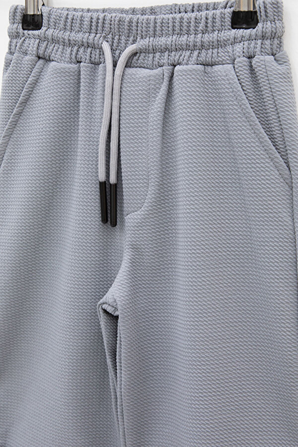 Cansın Mini Gri  Beli Lastikli Ponpon Kumaş Basic Erkek Çocuk Şort 21168