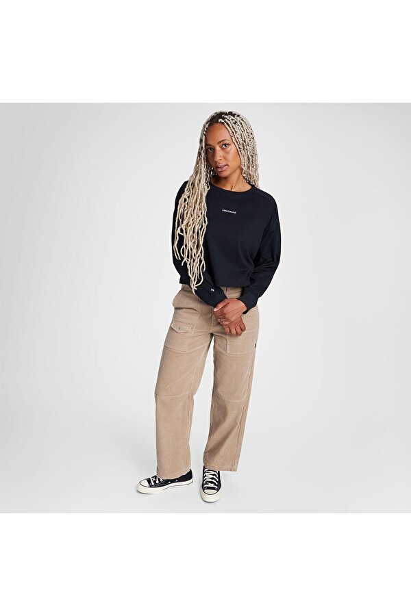 Converse Wordmark Kadın Siyah Bisiklet Yaka Sweatshirt