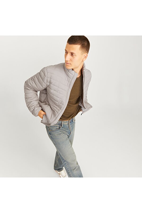 Jack & Jones Jack&Jones State Packable Puffer Colar Erkek Bej Dik Yaka Mont