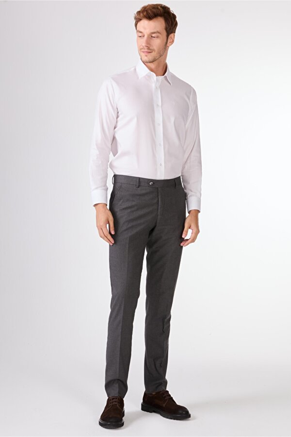 Dufy Koyu Gri Erkek Regular Fit Düz Mono Yaka Takım Elbise - 106912