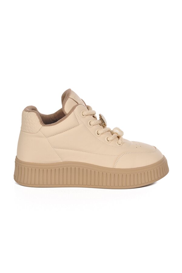 Bej İçi Polarlı Soğuğa Dayanıklı Kadın Sneaker