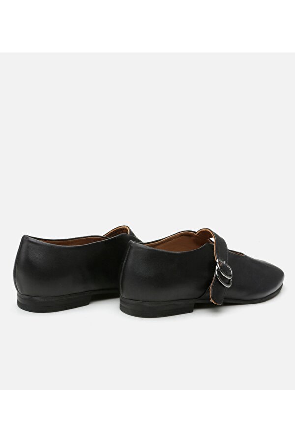 Hotiç Kadın Deri Mary Jane Siyah Babet