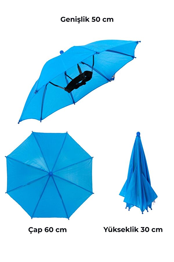 Marlux Kafaya Takılan Şapka Şemsiye Gölgelik Plaj Yazlık Kafa Şemsiyesi Koyu Mavi KAFASEMS001B