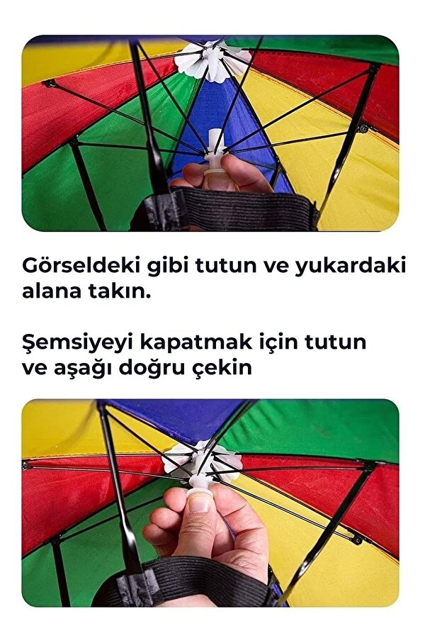 Marlux Kafaya Takılan Şapka Şemsiye Gölgelik Plaj Yazlık Kafa Şemsiyesi Koyu Mavi KAFASEMS001B