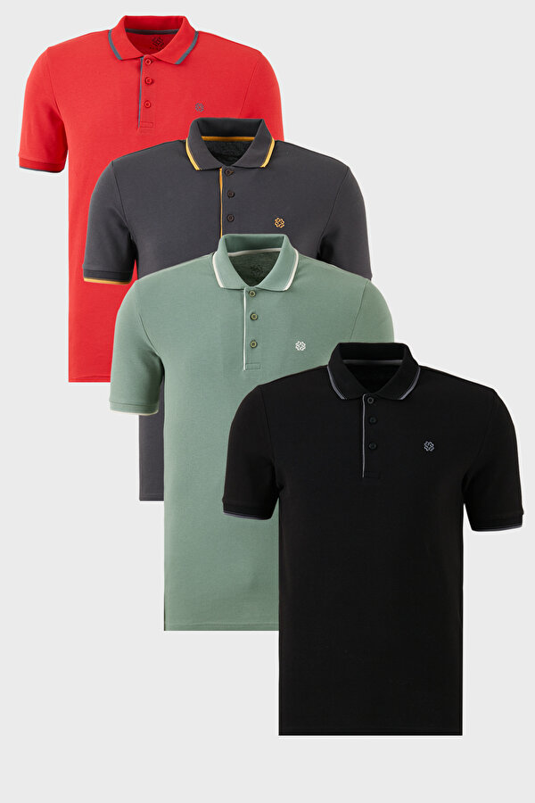 Buratti Erkek T Shirt 5902118S4 Siyah-Kırmızı-Antrasit-Elma Yeşili-Beyaz